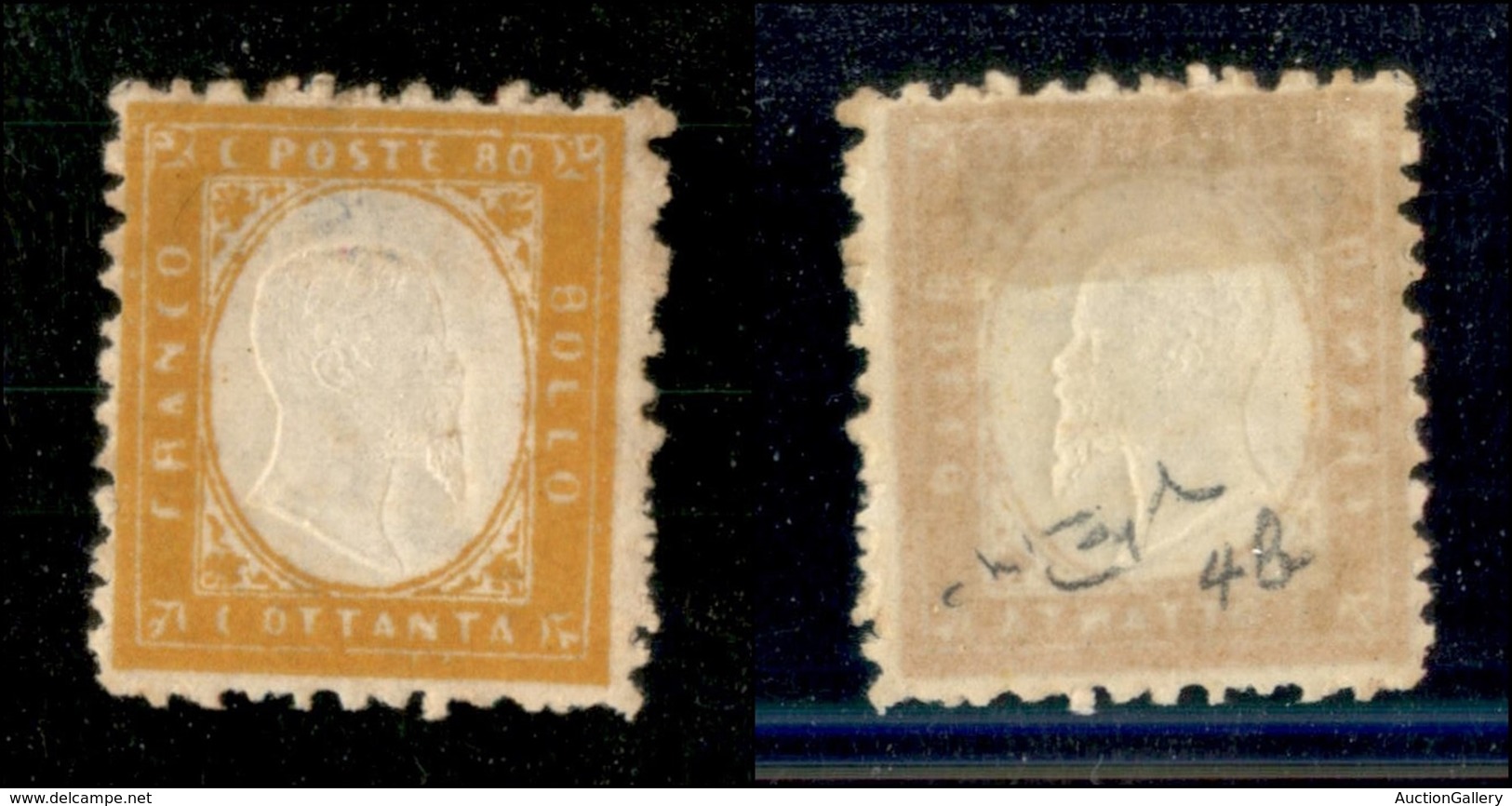 20490 REGNO D'ITALIA - VITTORIO EMANUELE II - 1862 - 80 Cent Arancio Scuro (4b) Nuovo Con Gomma - Raybaudi (60) - Andere & Zonder Classificatie