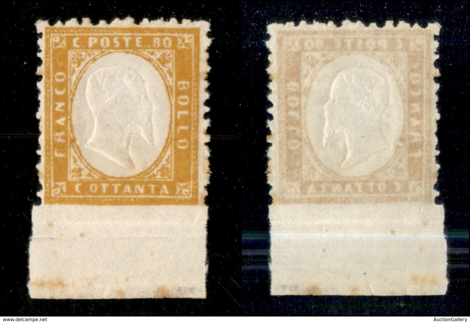 20492 REGNO D'ITALIA - VITTORIO EMANUELE II - 1862 - 80 Cent (4l) Con Bordo Integrale In Basso - Gomma Integra - Qualche - Autres & Non Classés