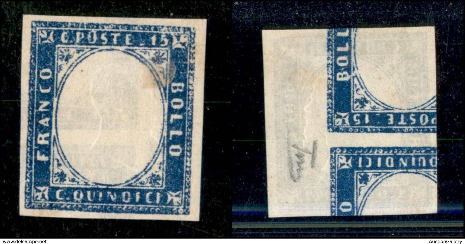 20507 REGNO D'ITALIA - VITTORIO EMANUELE II - 1863 - Prova Di Stampa - 15 Cent (11) Senza Effigie Con Controstampa Capov - Autres & Non Classés