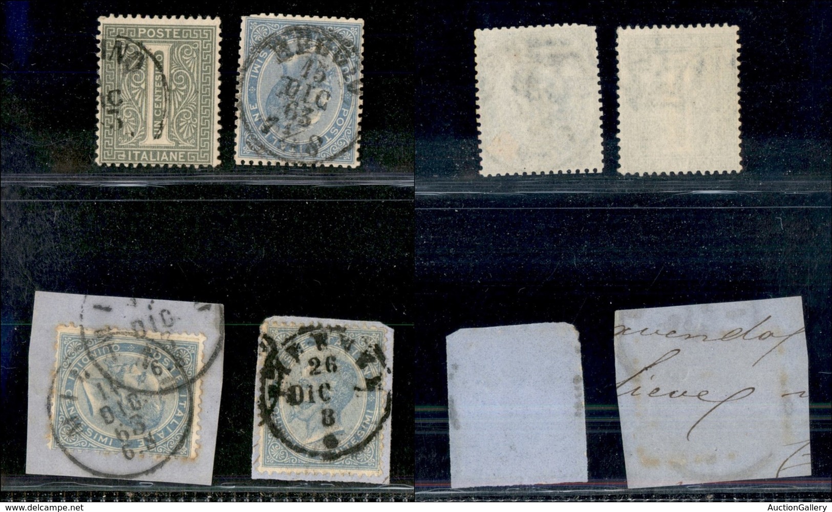 20540 REGNO D'ITALIA - VITTORIO EMANUELE II - 1863 (dicembre) – De La Rue – 1 Cent (L14) + 15 Cent (L18) Usati + Due 15  - Autres & Non Classés
