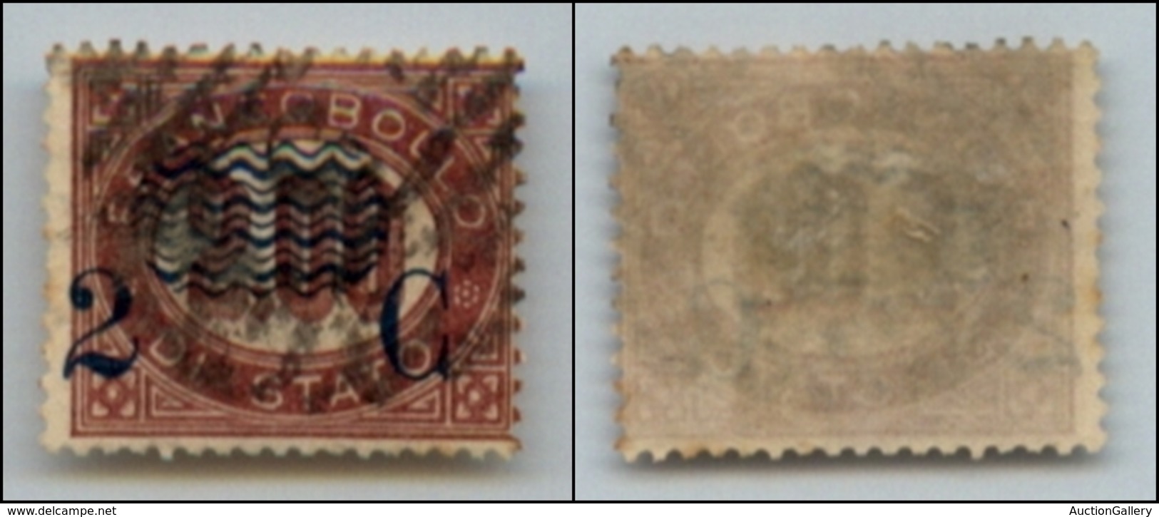 20673 REGNO D'ITALIA - VITTORIO EMANUELE II - 1878 - 2 Cent Su 2 Lire (34) Usato - Soprastampa Spostata - Sonstige & Ohne Zuordnung