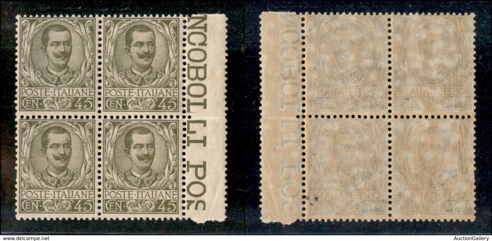 20787 REGNO D'ITALIA - VITTORIO EMANUELE III - 1901 – 45 Cent Floreale (75) – Quartina Bordo Foglio – Gomma Integra (250 - Andere & Zonder Classificatie