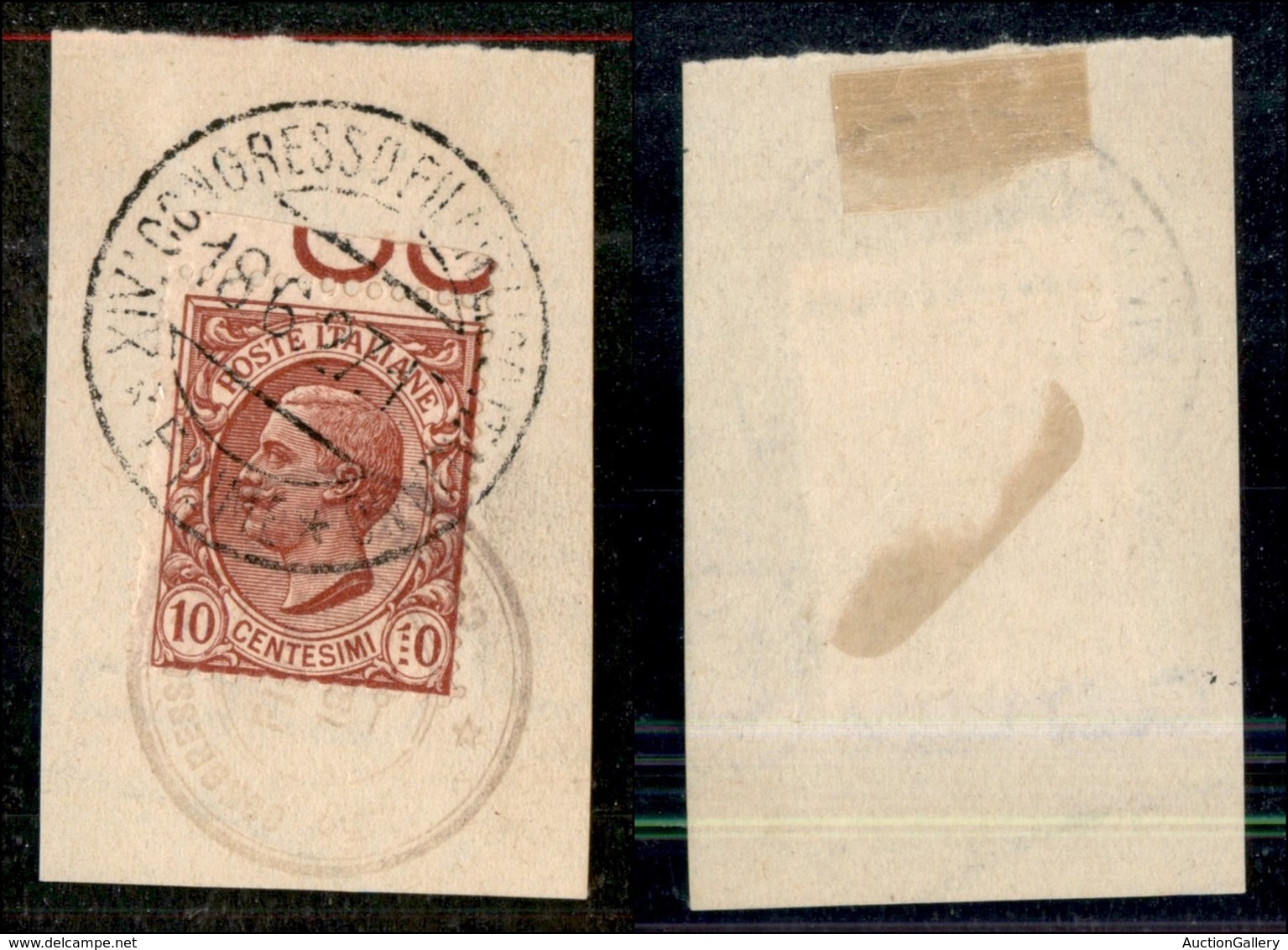 20849 REGNO D'ITALIA - VITTORIO EMANUELE III - 1906 - 10 Cent Leoni (82q) Con 1 A Puntini - Usato Su Frammento - Autres & Non Classés