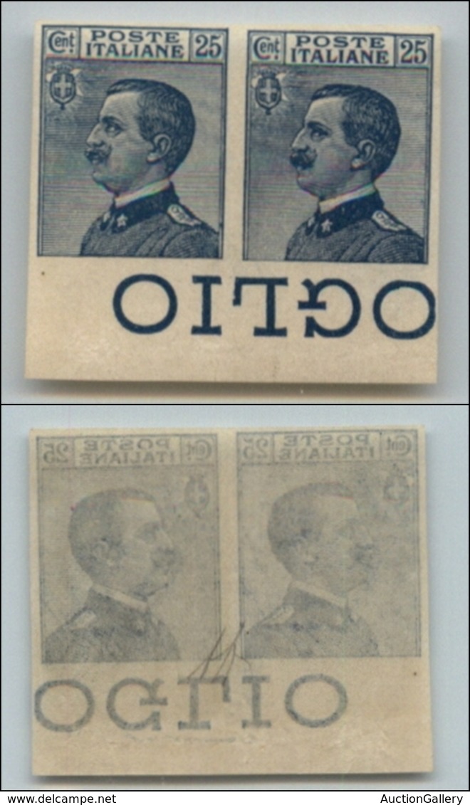 20877 REGNO D'ITALIA - VITTORIO EMANUELE III - 1908 - Prova D'Archivio -  25 Cent Michetti (P83) - Coppia Orizzontale Bo - Autres & Non Classés