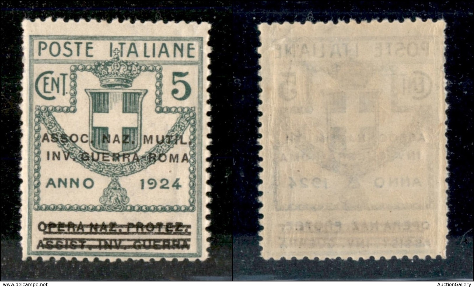 21274 REGNO D'ITALIA - PARASTATALI - 1924 – 5 Cent Invalidi Di Guerra (70) – Nuovo Con Gomma - Other & Unclassified