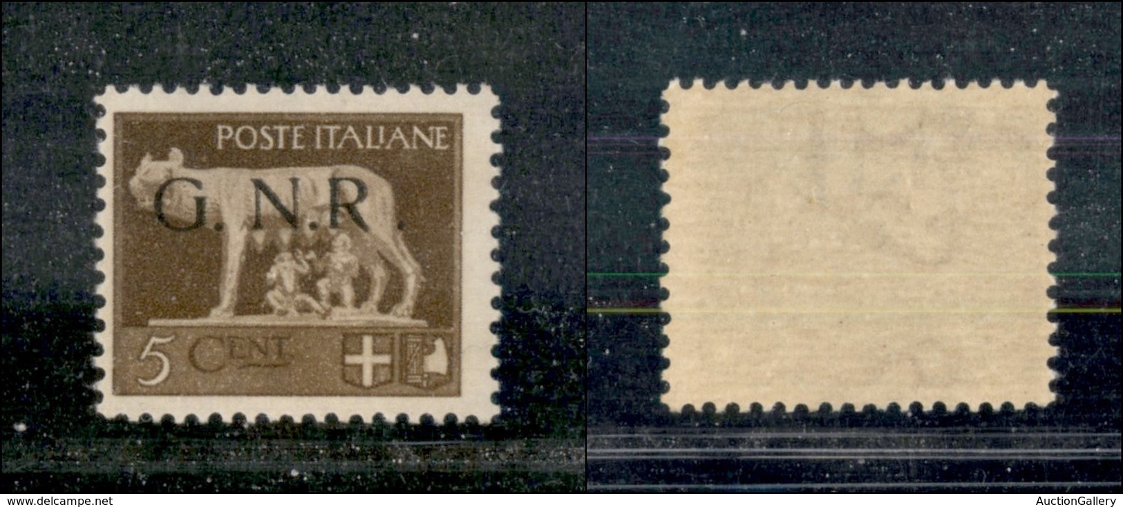 21324 REPUBBLICA SOCIALE - GNR BRESCIA - 1943 - 5 Cent (470/Il) - R Accostata - Gomma Integra (400) - Autres & Non Classés