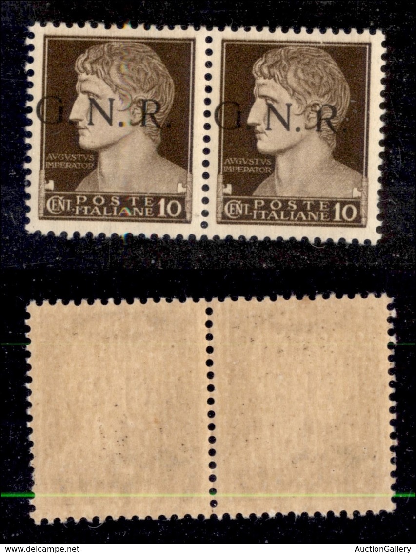 21328 REPUBBLICA SOCIALE - GNR BRESCIA - 1943 - 10 Cent (471/I) In Coppia - R Scalpellato A Destra - Gomma Integra - Sonstige & Ohne Zuordnung