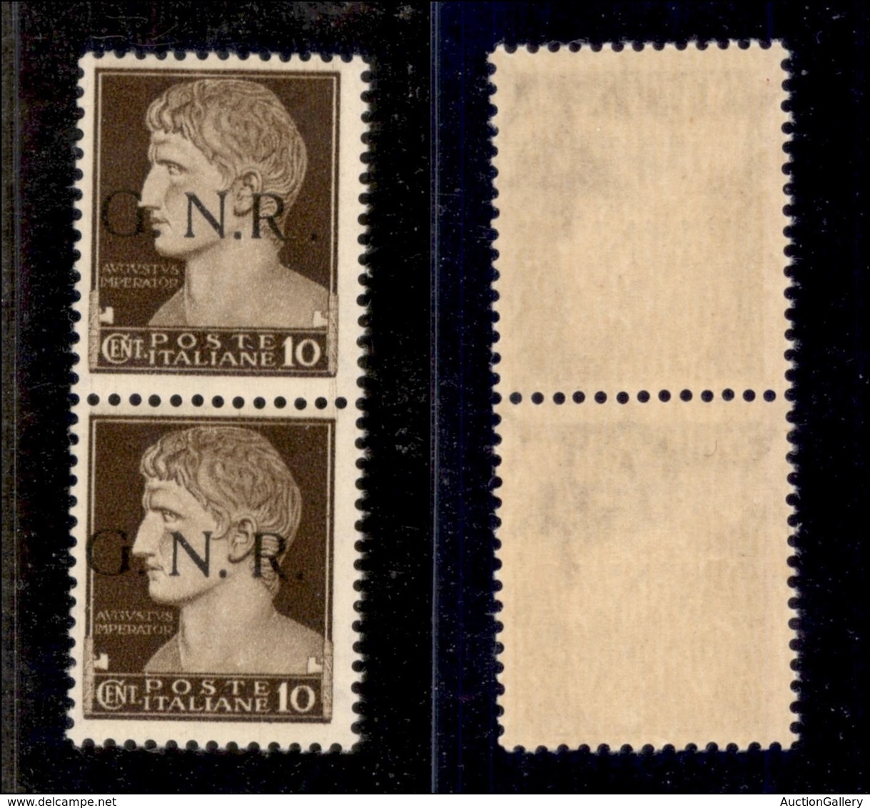 21332 REPUBBLICA SOCIALE - GNR BRESCIA - 1943 - 10 Cent (471/Il+471/I) - Coppia Verticale (pos.186/196) - R Accostato A  - Autres & Non Classés
