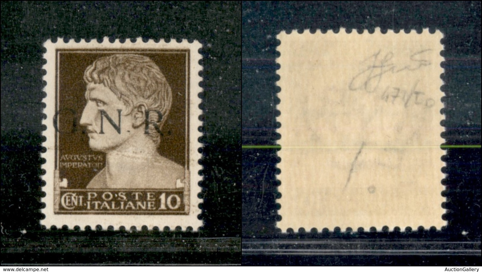 21333 REPUBBLICA SOCIALE - GNR BRESCIA - 1943 - 10 Cent (471/Ioa) Punto Scalpellato Dopo N (169) - Gomma Integra (120) - Autres & Non Classés