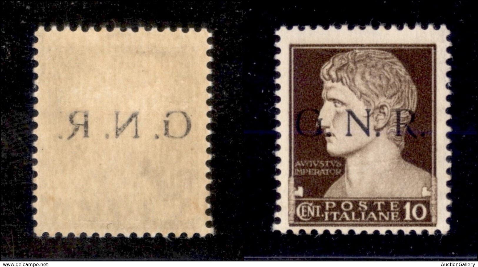 21336 REPUBBLICA SOCIALE - GNR BRESCIA - 1943 - 10 Cent (471/Iq) Con Decalco (40) - Autres & Non Classés