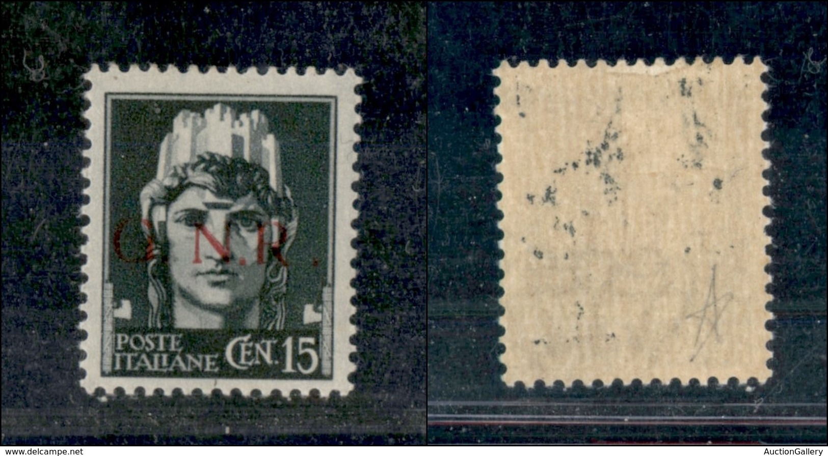 21348 REPUBBLICA SOCIALE - GNR BRESCIA - 1943 - 15 Cent (472/Il) - R Accostato (100) - Sonstige & Ohne Zuordnung