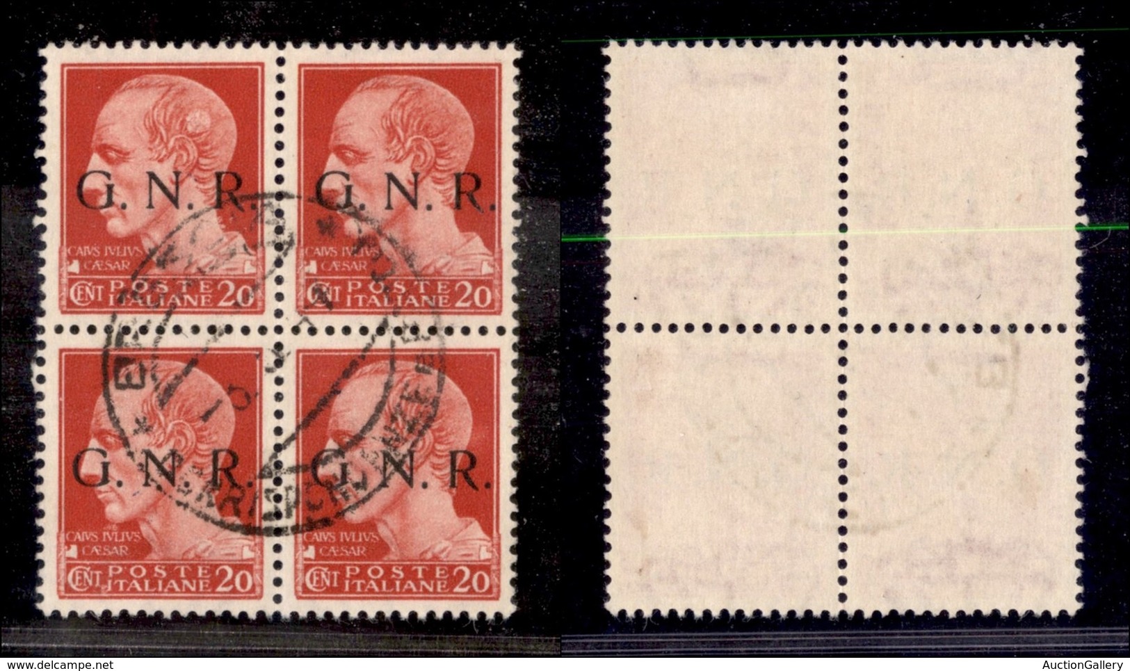 21354 REPUBBLICA SOCIALE - GNR BRESCIA - 1943 - 20 Cent (473/I) In Quartina - Brescia 3.3.44 - Sonstige & Ohne Zuordnung