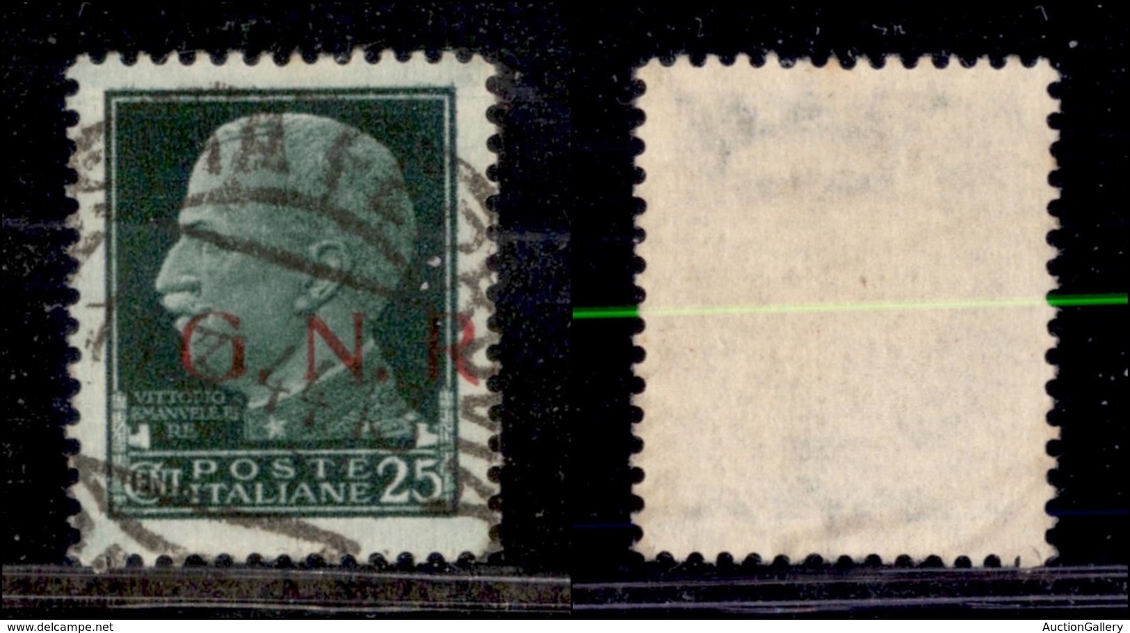 21373 REPUBBLICA SOCIALE - GNR BRESCIA - 1943 - 25 Cent (474/Ihcc) - Soprastampa Spostata A Destra - Punto Dopo R Sulla  - Autres & Non Classés