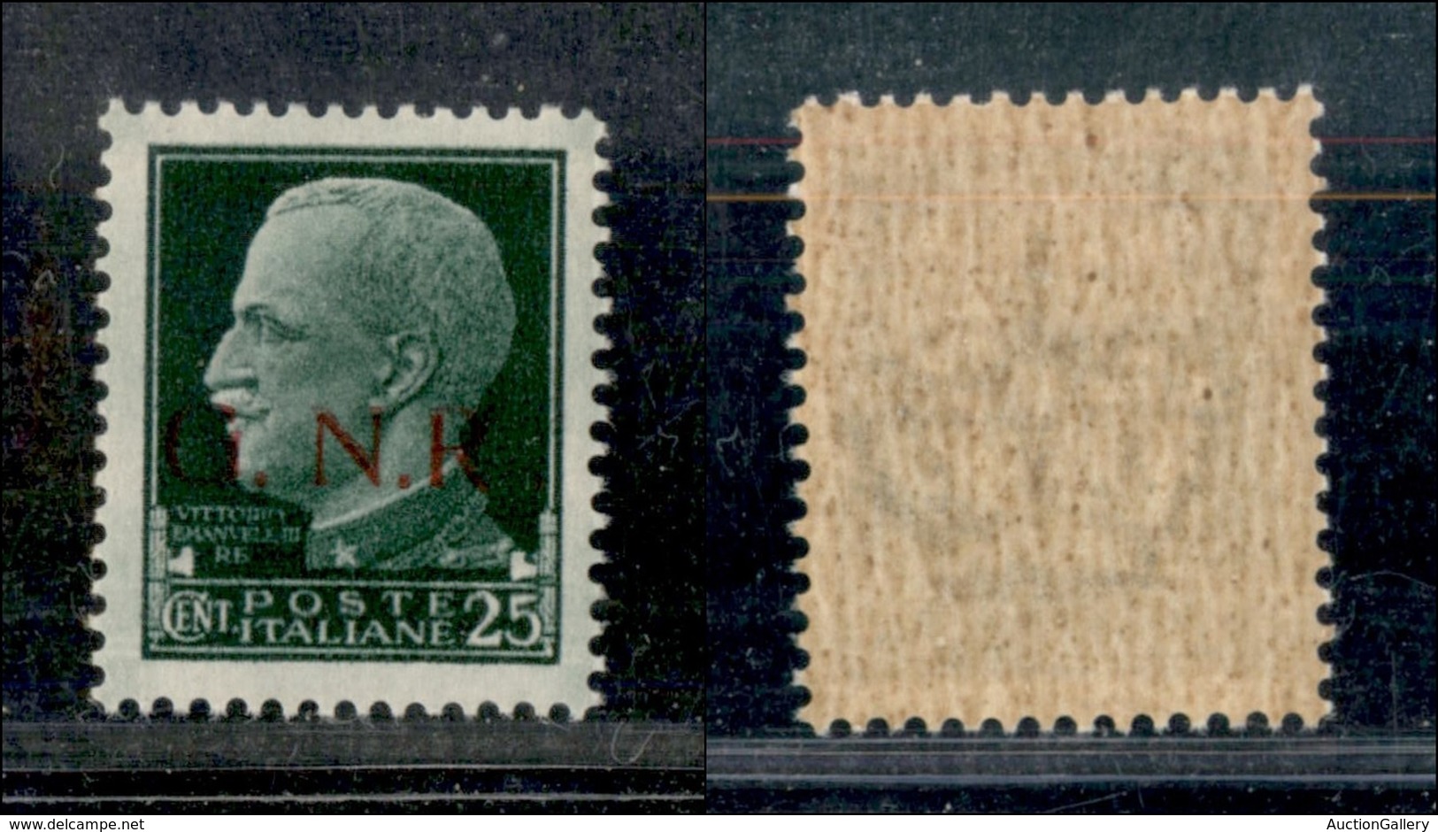 21374 REPUBBLICA SOCIALE - GNR BRESCIA - 1943 - 25 Cent (474/Il) - R Accostato - Gomma Integra (150) - Autres & Non Classés