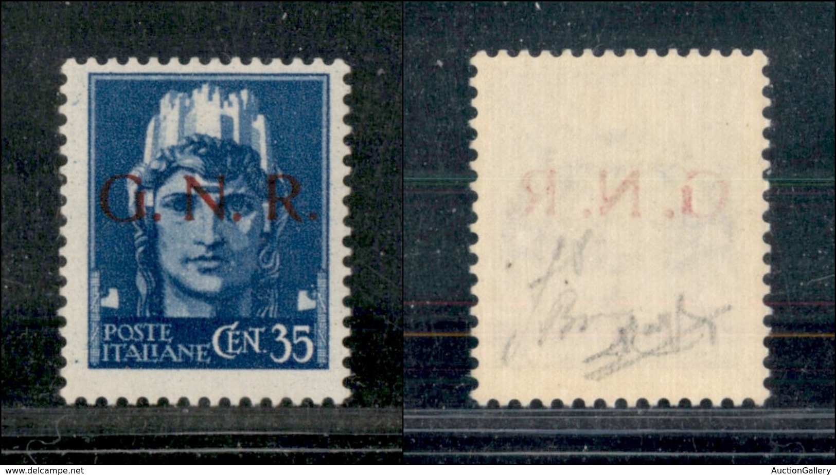 21386 REPUBBLICA SOCIALE - GNR BRESCIA - 1943 - 35 Cent (476/Ia) - Leggero Decalco - Gomma Integra (675) - Autres & Non Classés