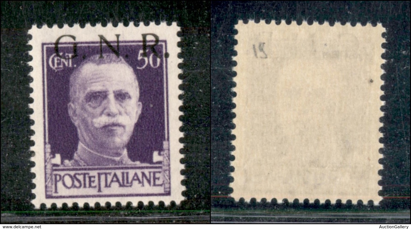 21390 REPUBBLICA SOCIALE - GNR BRESCIA - 1943 - 50 Cent (477/Id+pc) Con Soprastampa In Alto E Punto Grosso Dopo R - Gomm - Autres & Non Classés