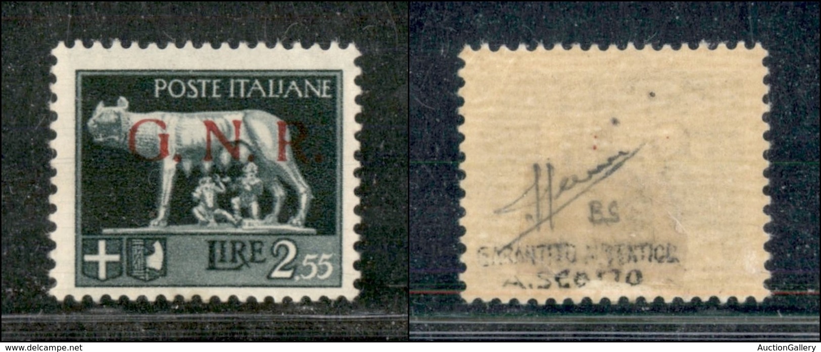 21409 REPUBBLICA SOCIALE - GNR BRESCIA - 1943 - 2,55 Lire (483/I-CEI 14/I) - Seconda Tiratura - Sorani + Cert. AG - Autres & Non Classés
