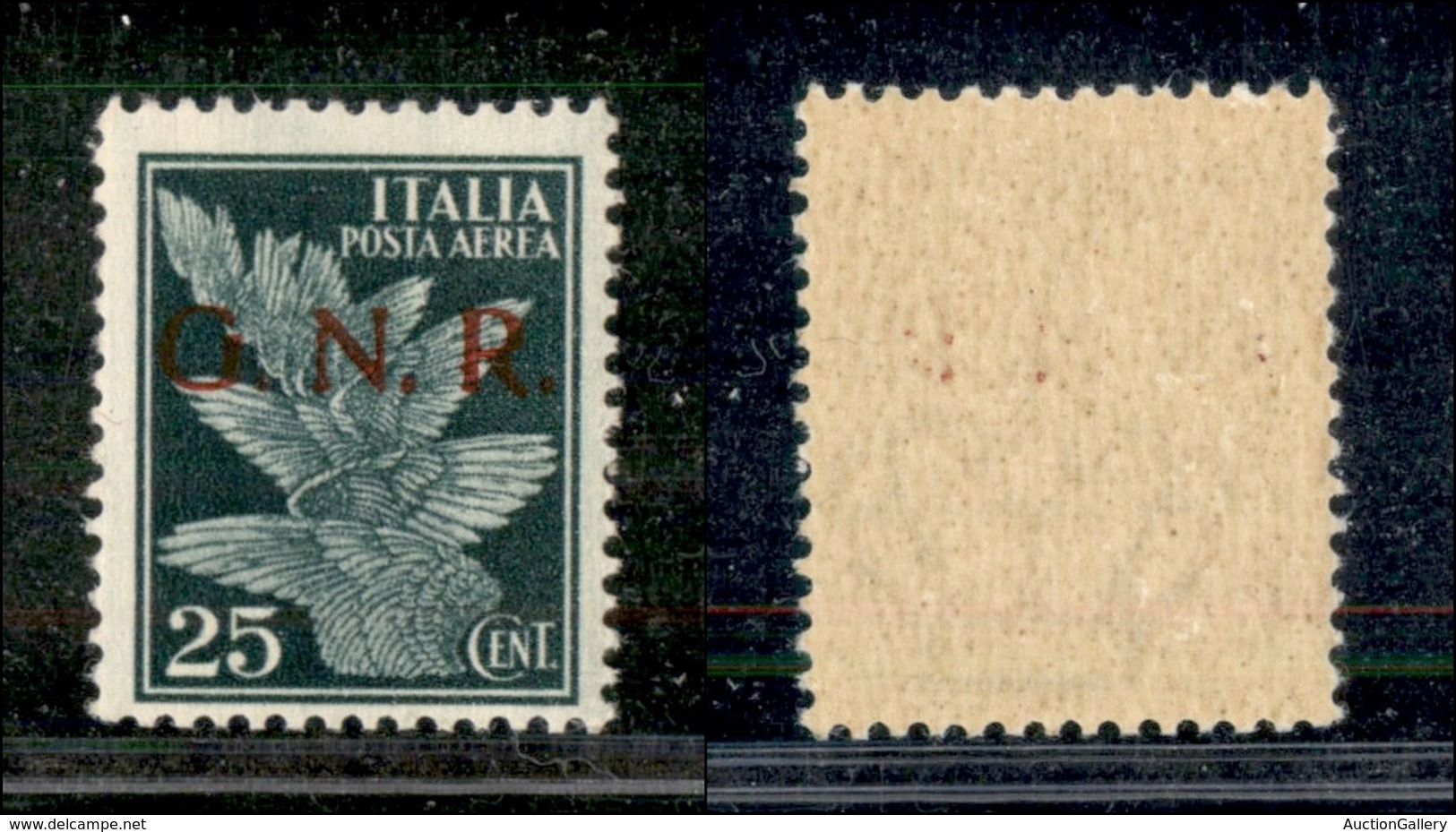 21418 REPUBBLICA SOCIALE - GNR BRESCIA - 1943 – 25 Cent (117/I – CEI 1/I – Aerea) Seconda Tiratura – Gomma Integra – Cer - Autres & Non Classés