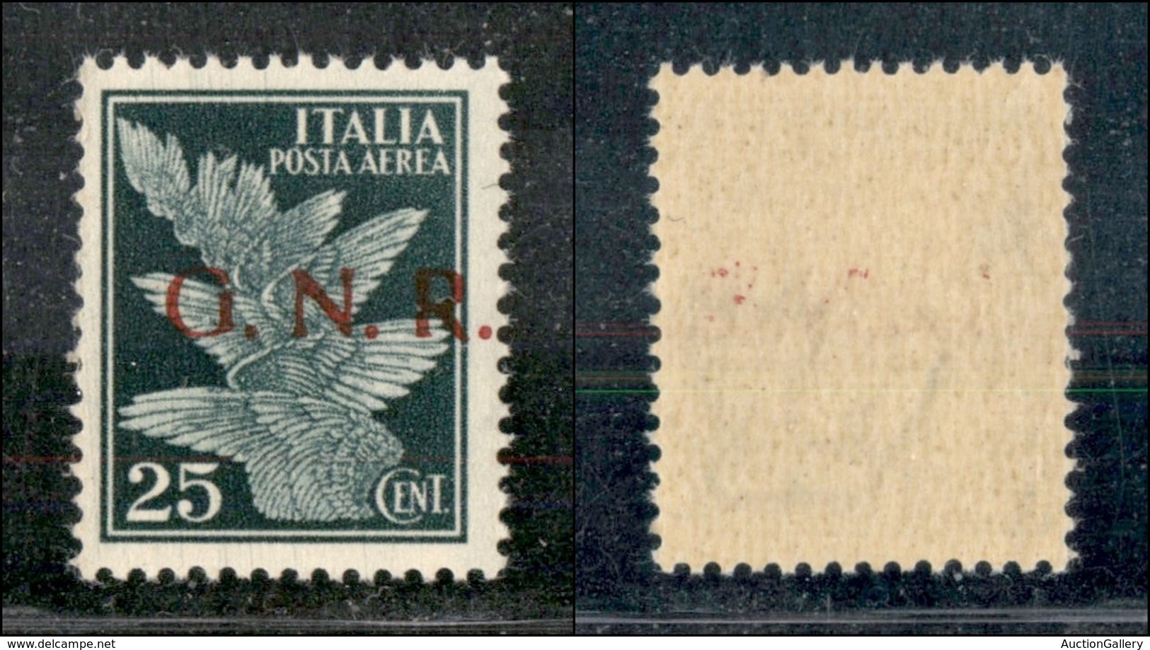 21419 REPUBBLICA SOCIALE - GNR BRESCIA - 1943 – 25 Cent (117/Ida – CEI 1/I – Aerea) Con Soprastampa Spostata A Destra –  - Autres & Non Classés