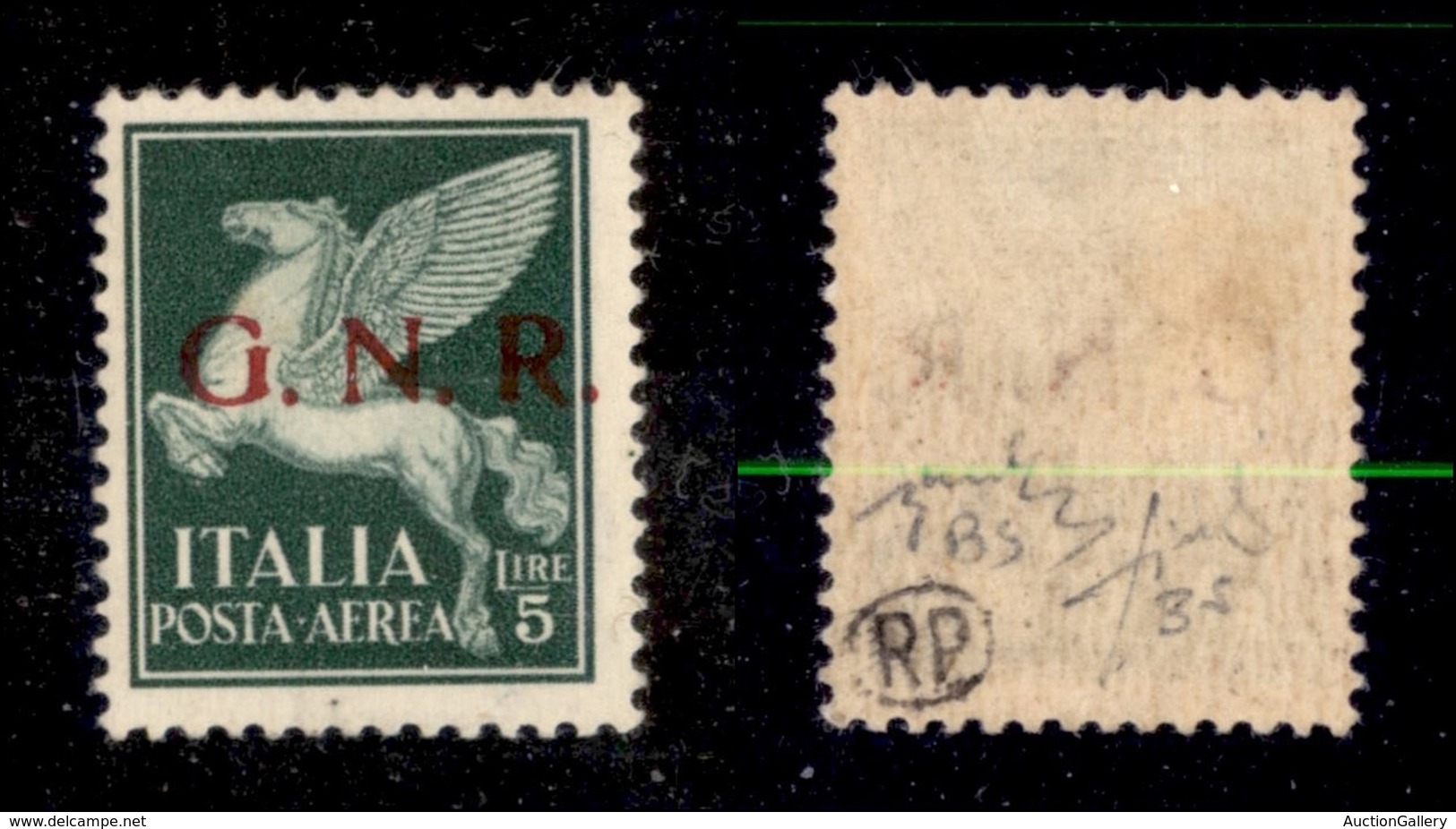 21423 REPUBBLICA SOCIALE - GNR BRESCIA - 1943 – 5 Lire (123/I – Aerea) – Fiecchi + Chiavarello (350) - Autres & Non Classés