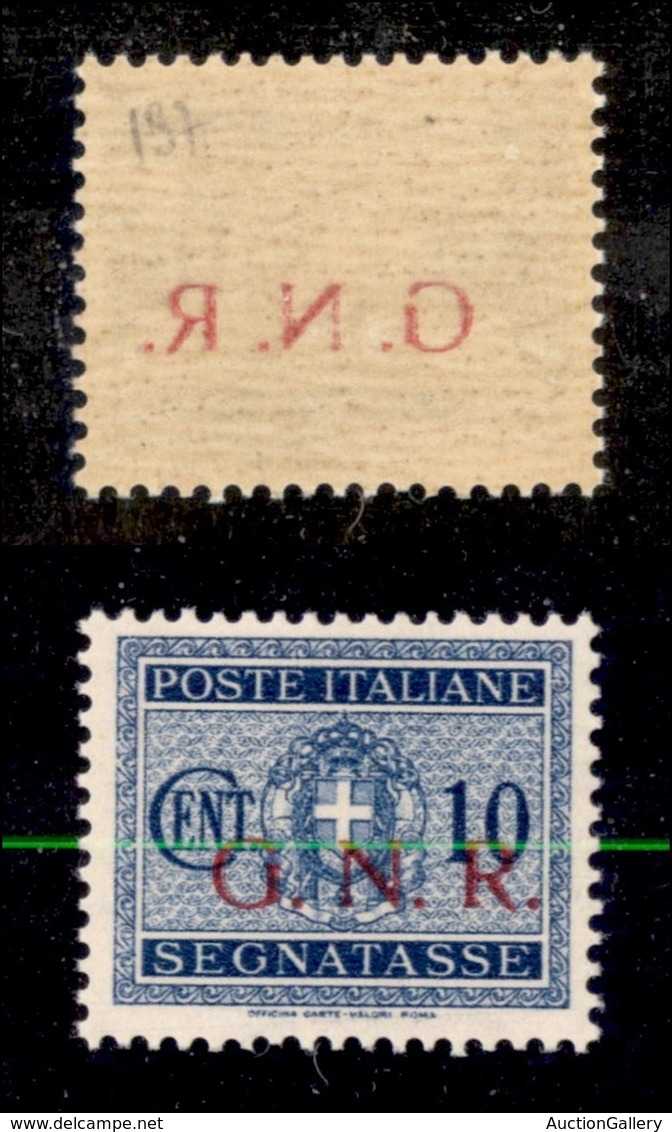 21427 REPUBBLICA SOCIALE - GNR BRESCIA - 1943 – 10 Cent (48/If – Segnatasse) Con Decalco – Gomma Integra (90) - Autres & Non Classés