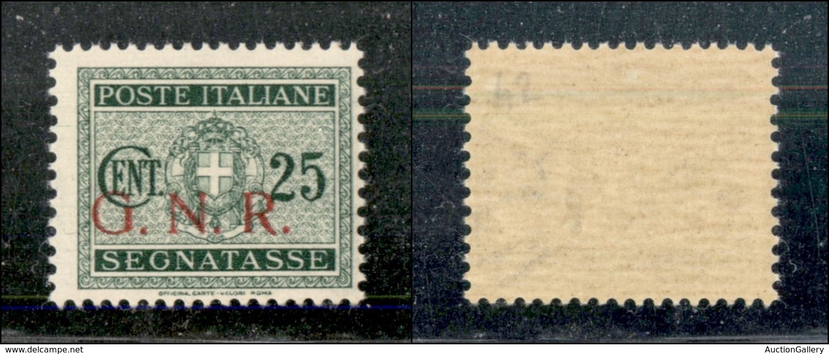 21429 REPUBBLICA SOCIALE - GNR BRESCIA - 1943 – 25 Cent (50/I – Segnatasse) – Gomma Integra (30) - Autres & Non Classés