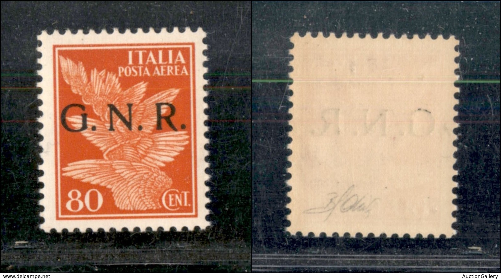 21484 REPUBBLICA SOCIALE - GNR VERONA - 1944 - 80 Cent Posta Aerea (120) - Gomma Integra - Ottimamente Centrato - Oliva  - Autres & Non Classés