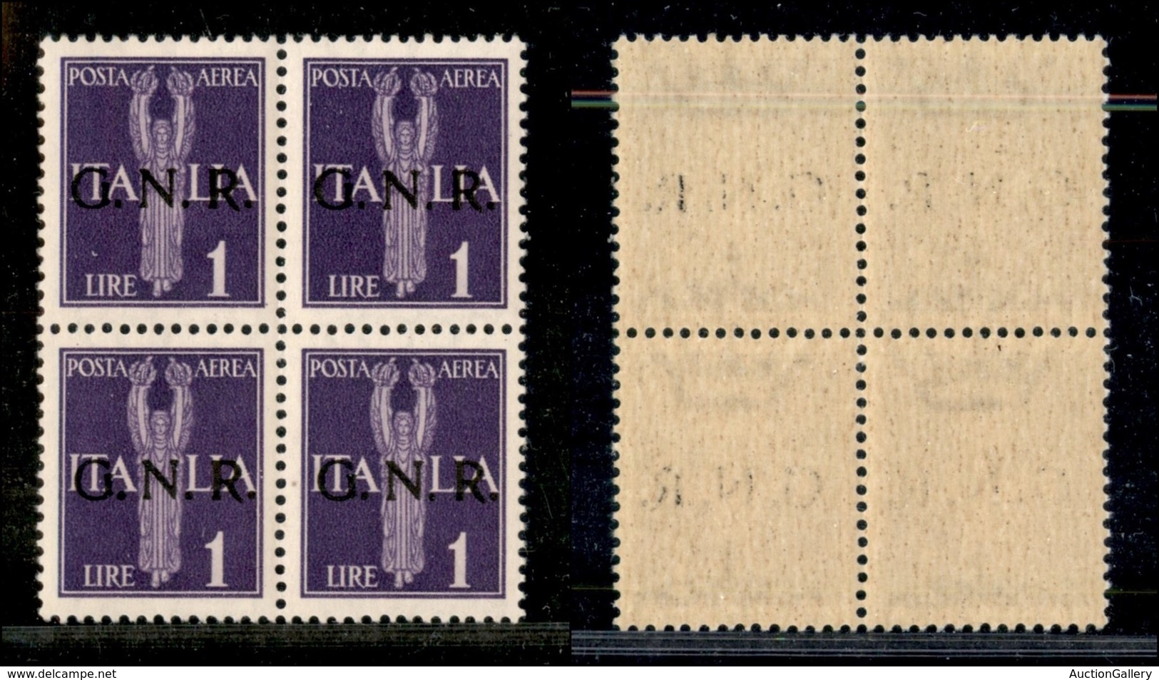 21485 REPUBBLICA SOCIALE - GNR VERONA - 1944 - 1 Lira (121-Aerea) In Quartina - Gomma Integra - Autres & Non Classés