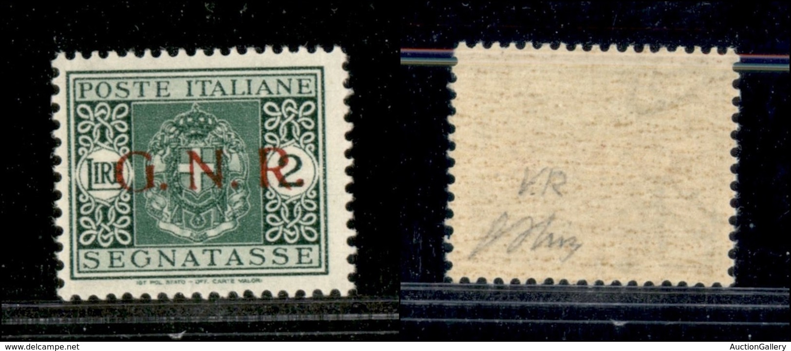 21514 REPUBBLICA SOCIALE - GNR VERONA - 1944 – 2 Lire (56 – Segnatasse) – Gomma Integra – Oliva (200) - Autres & Non Classés