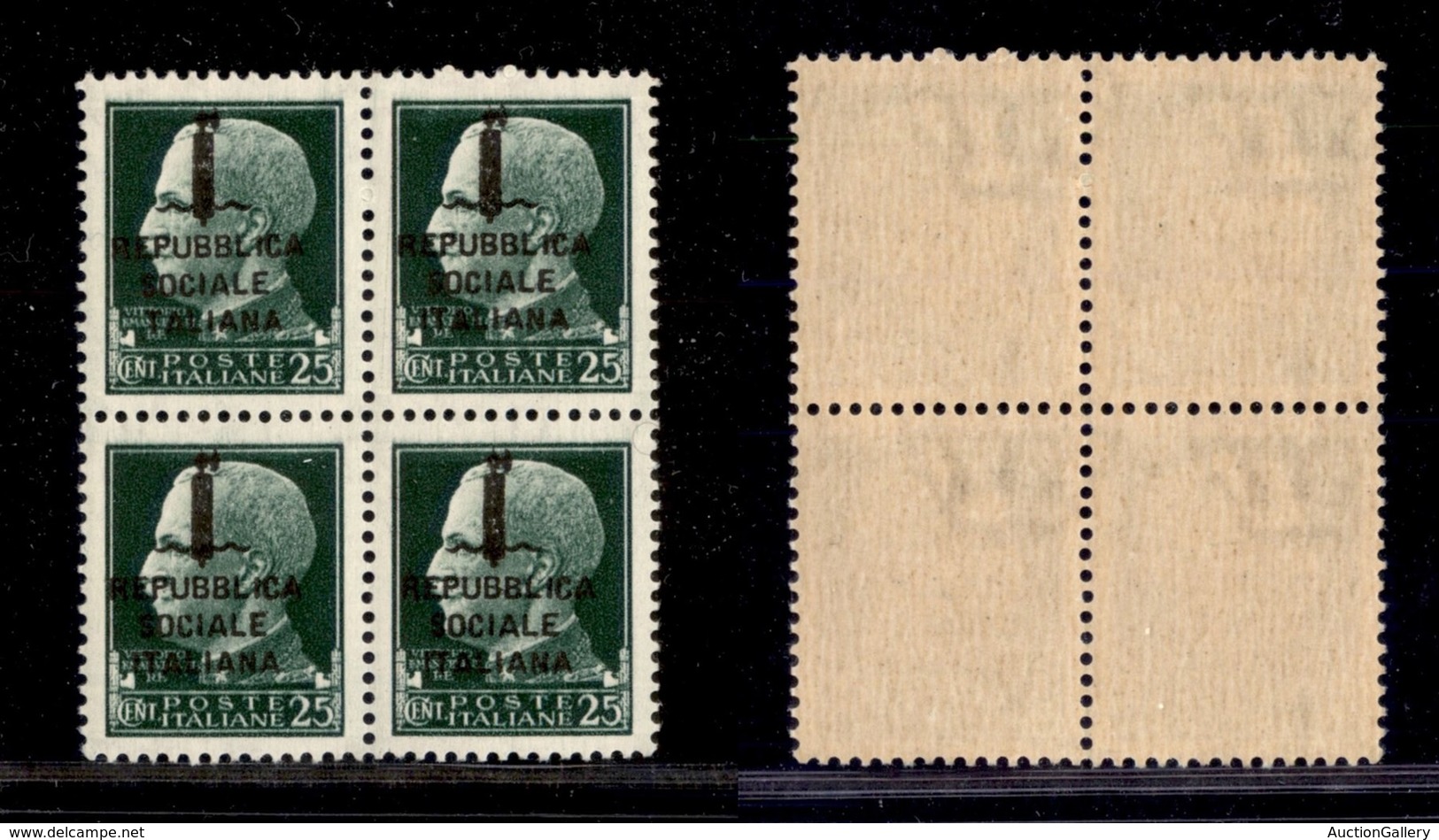 21516 REPUBBLICA SOCIALE - FASCETTI - 1944 – Firenze – 25 Cent (491) In Quartina (pos. 27/38) – Taliana In Alto A Sinist - Autres & Non Classés