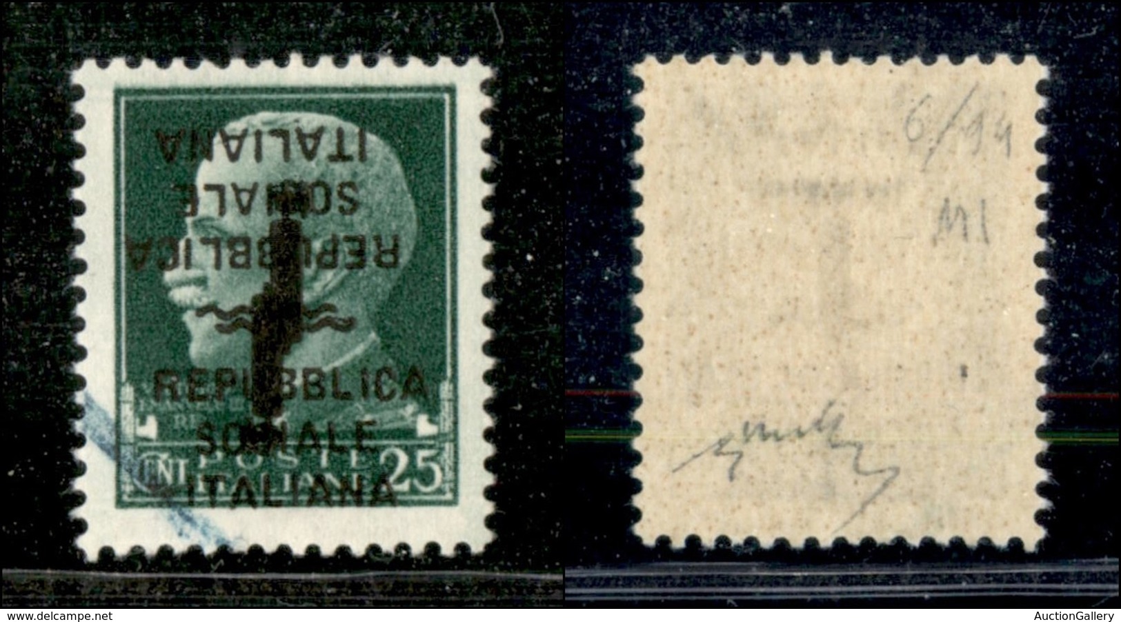 21526 REPUBBLICA SOCIALE - FASCETTI - 1944 – Milano – 25 Cent (491c – Pos. 6/94) Con Doppia Soprastampa (una Capovolta)  - Autres & Non Classés