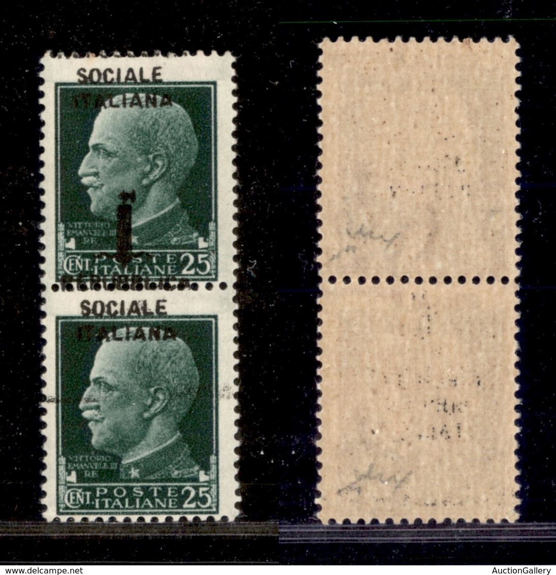 21533 REPUBBLICA SOCIALE - FASCETTI - 1944 – Firenze – 25 Cent (491pka) In Coppia Verticale – Solo Sociale Italiana + Sp - Autres & Non Classés