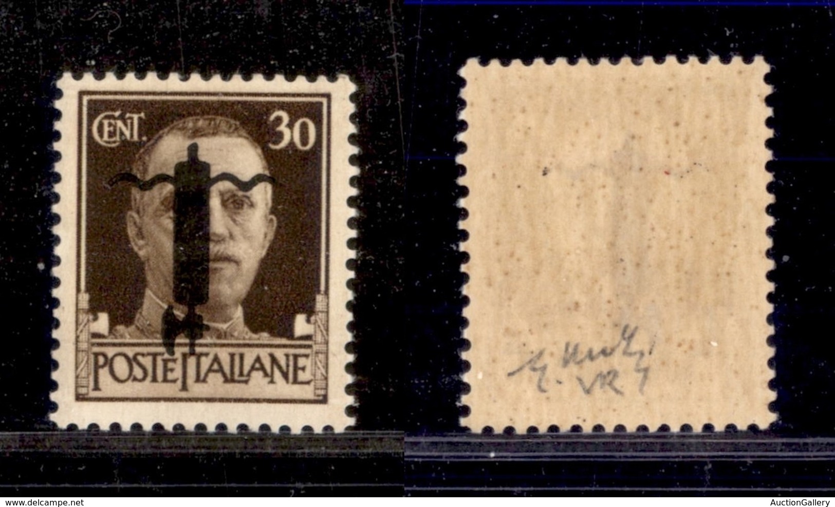 21542 REPUBBLICA SOCIALE - FASCETTI - 1944 – 30 Cent (492Aa) – Con Fascio Nero Capovolto – Gomma Integra – Chiavarello ( - Autres & Non Classés