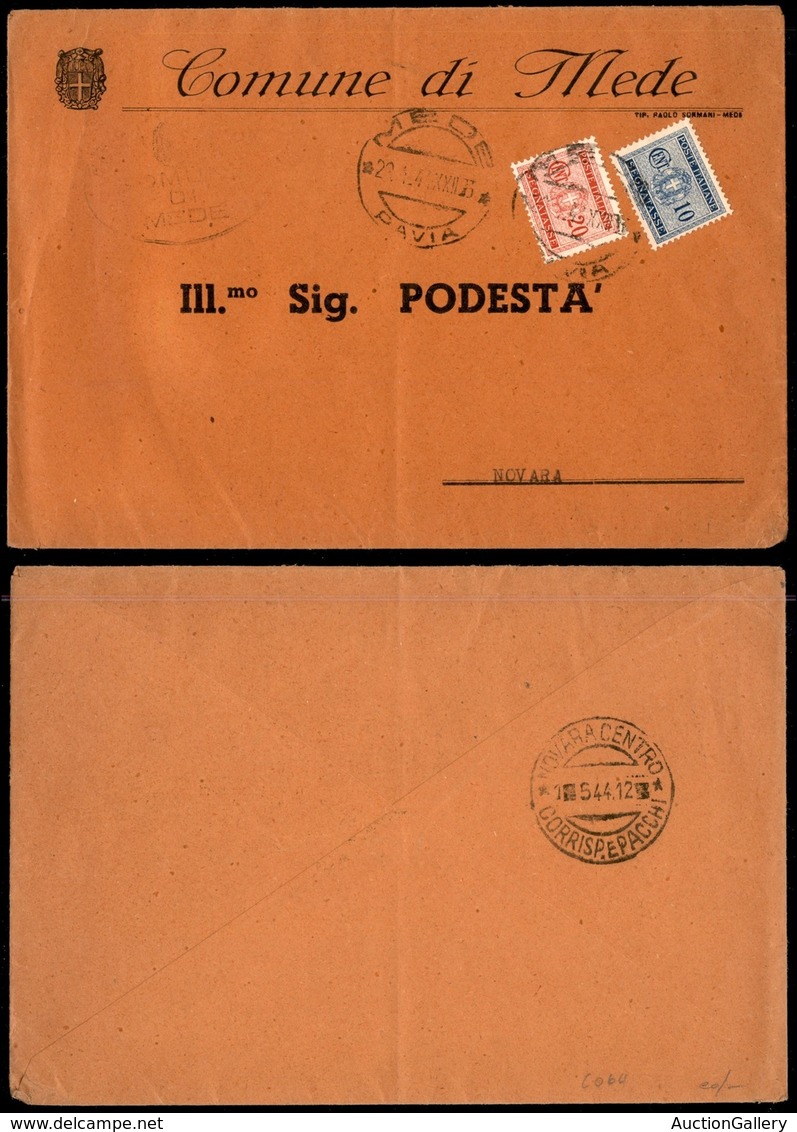 21570 REPUBBLICA SOCIALE - RSI - Busta Da Mede A Novara Del 28.4.44 Con Affrancatura Di Segnatasse (36+36 – Regno) - Autres & Non Classés