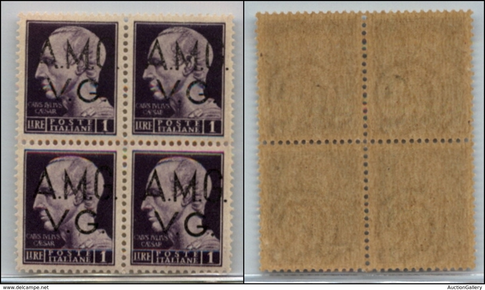 21589 TRIESTE - AMGVG - 1945 – 1 Lira (8) In Quartina – Soprastampa Povera (evanescente In Alto) – Gomma Integra - Other & Unclassified