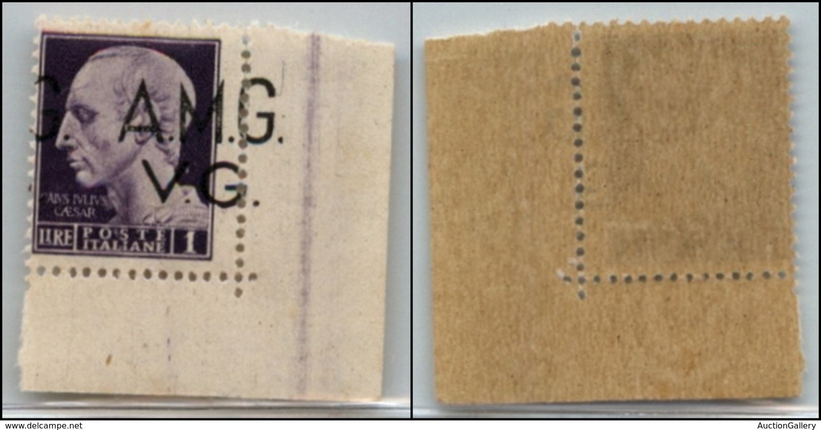 21590 TRIESTE - AMGVG - 1945 – 1 Lira (8) Angolo Di Foglio – G A Sinistra E Ripetuto Sul Bordo – Gomma Integra – Dentell - Autres & Non Classés