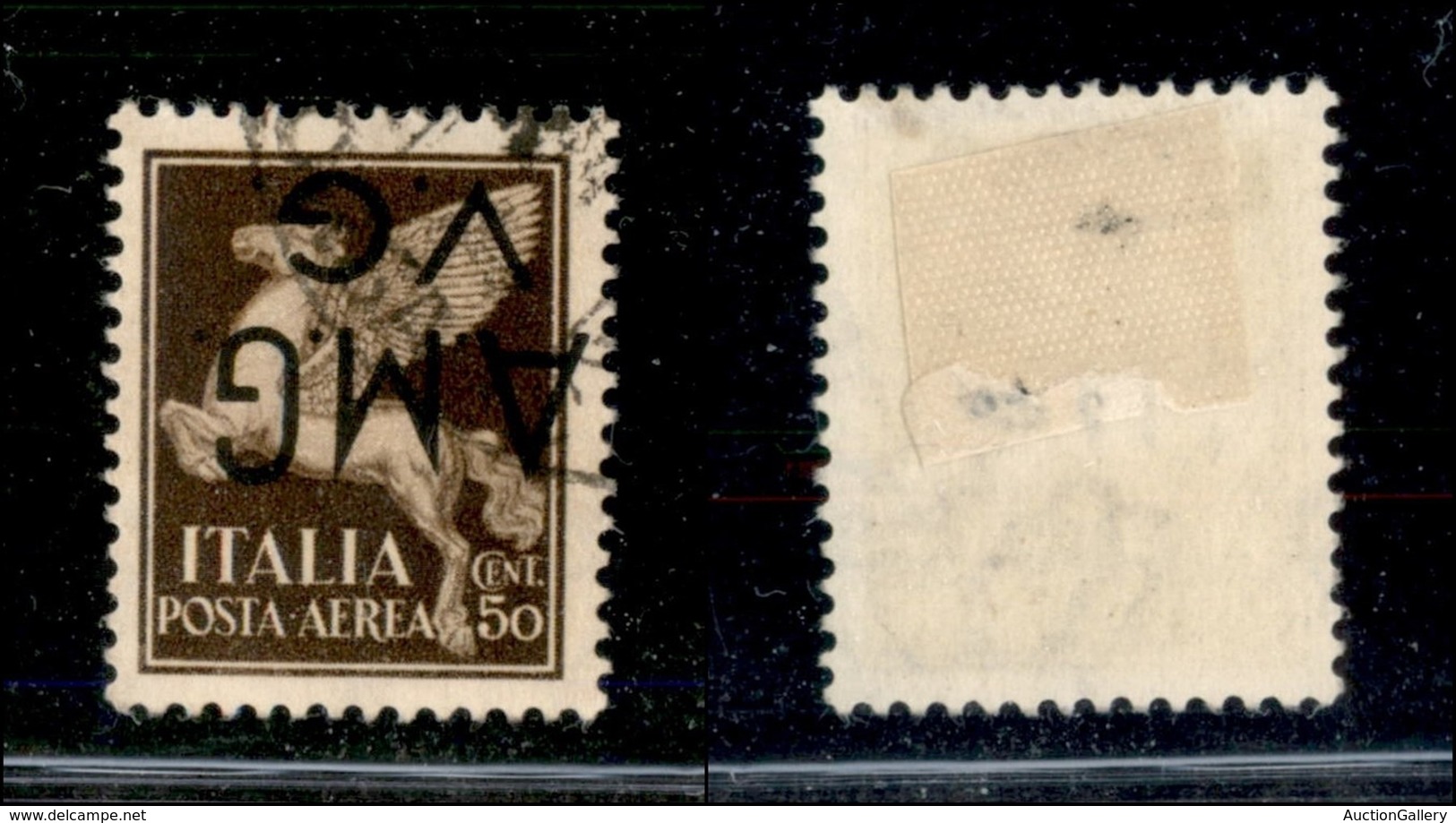 21611 TRIESTE - AMGVG - 1945 – 50 Cent (1b – Aerea) Con Soprastampa Capovolta (200) - Altri & Non Classificati