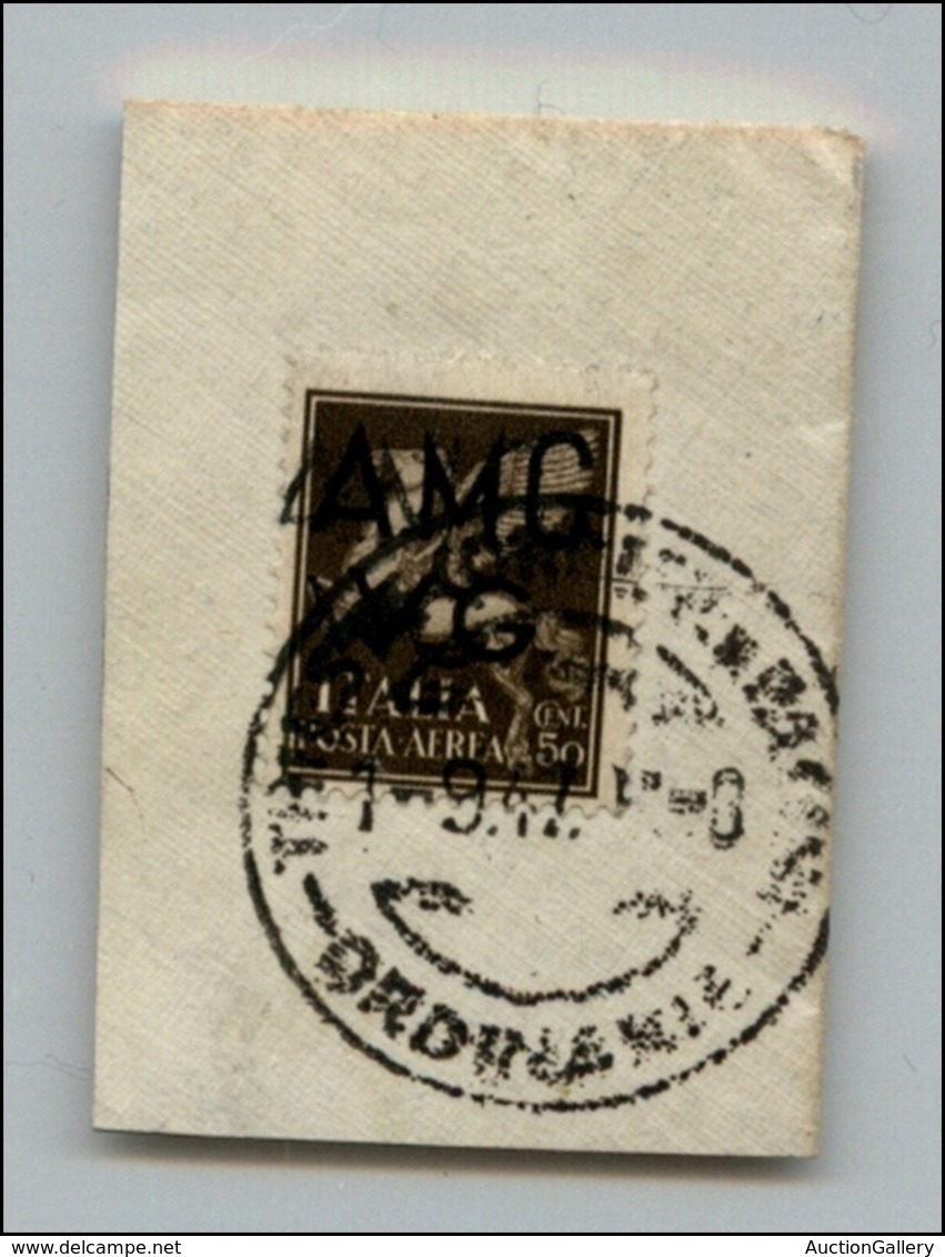 21612 TRIESTE - AMGVG - 1945 – 50 Cent (1c – Aerea) Con Doppia Soprastampa (una Evanescente) Su Frammento - Andere & Zonder Classificatie