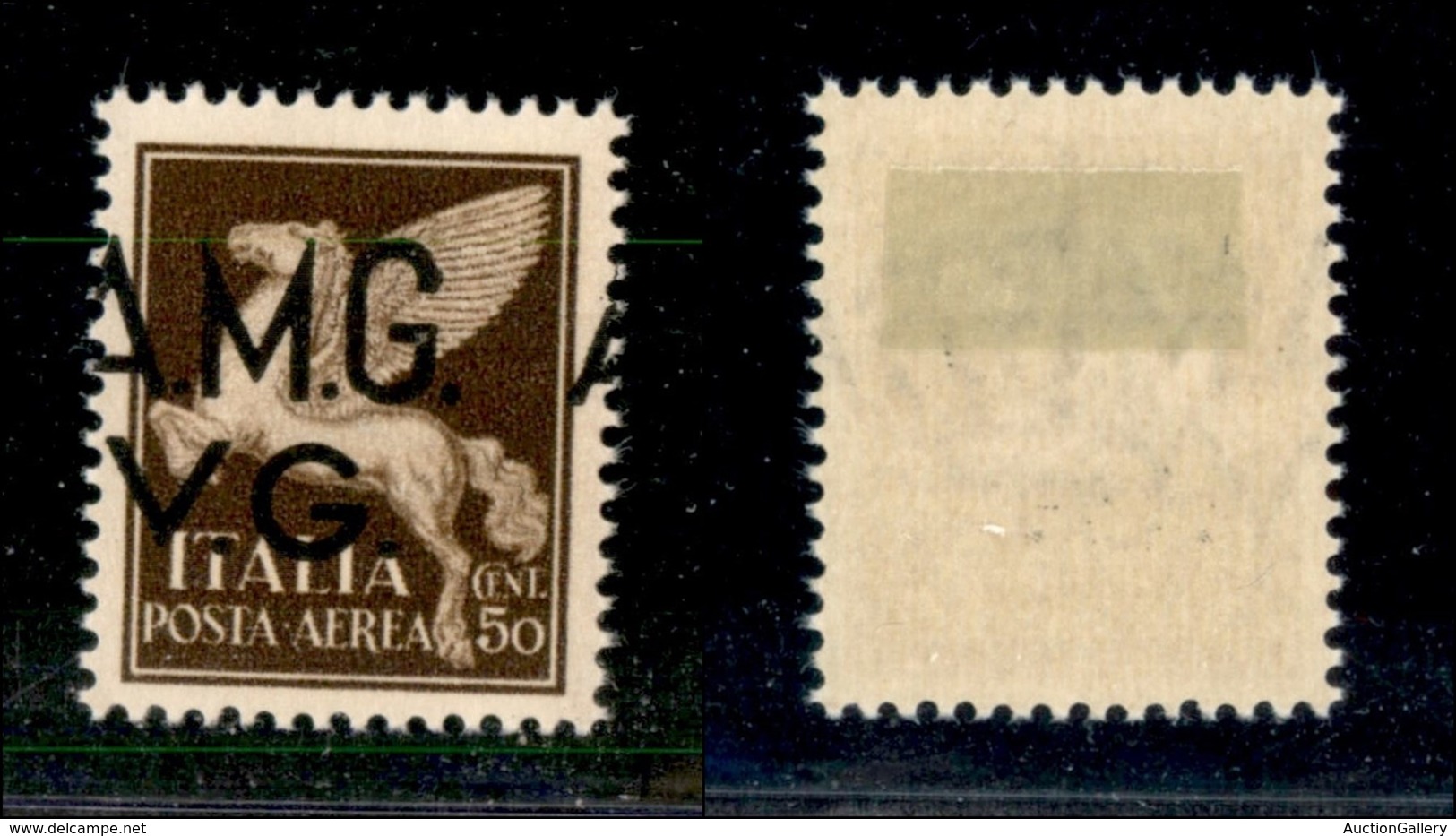 21613 TRIESTE - AMGVG - 1945/1947 – 50 Cent P. Aerea (1g) Con Soprastampa Spostata A Sinistra – Nuovo Con Gomma (30) - Andere & Zonder Classificatie