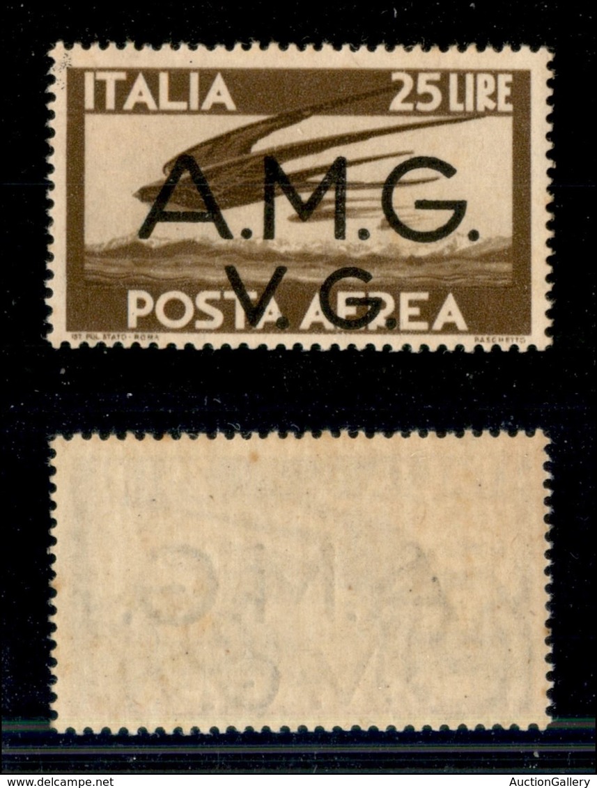 21619 TRIESTE - AMGVG - 25 Lire (7 – Aerea) Con Soprastampa Spostata In Basso – Gomma Integra – Non Catalogato - Autres & Non Classés