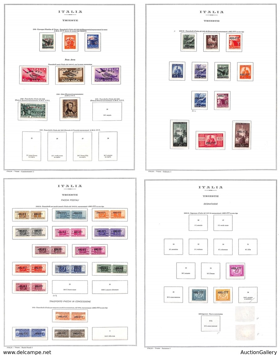 21625 TRIESTE - AMGFTT - 1945/1954 - 12 Fogli King Marini Con Decine Di Valori Del Periodo (700+) - Sonstige & Ohne Zuordnung