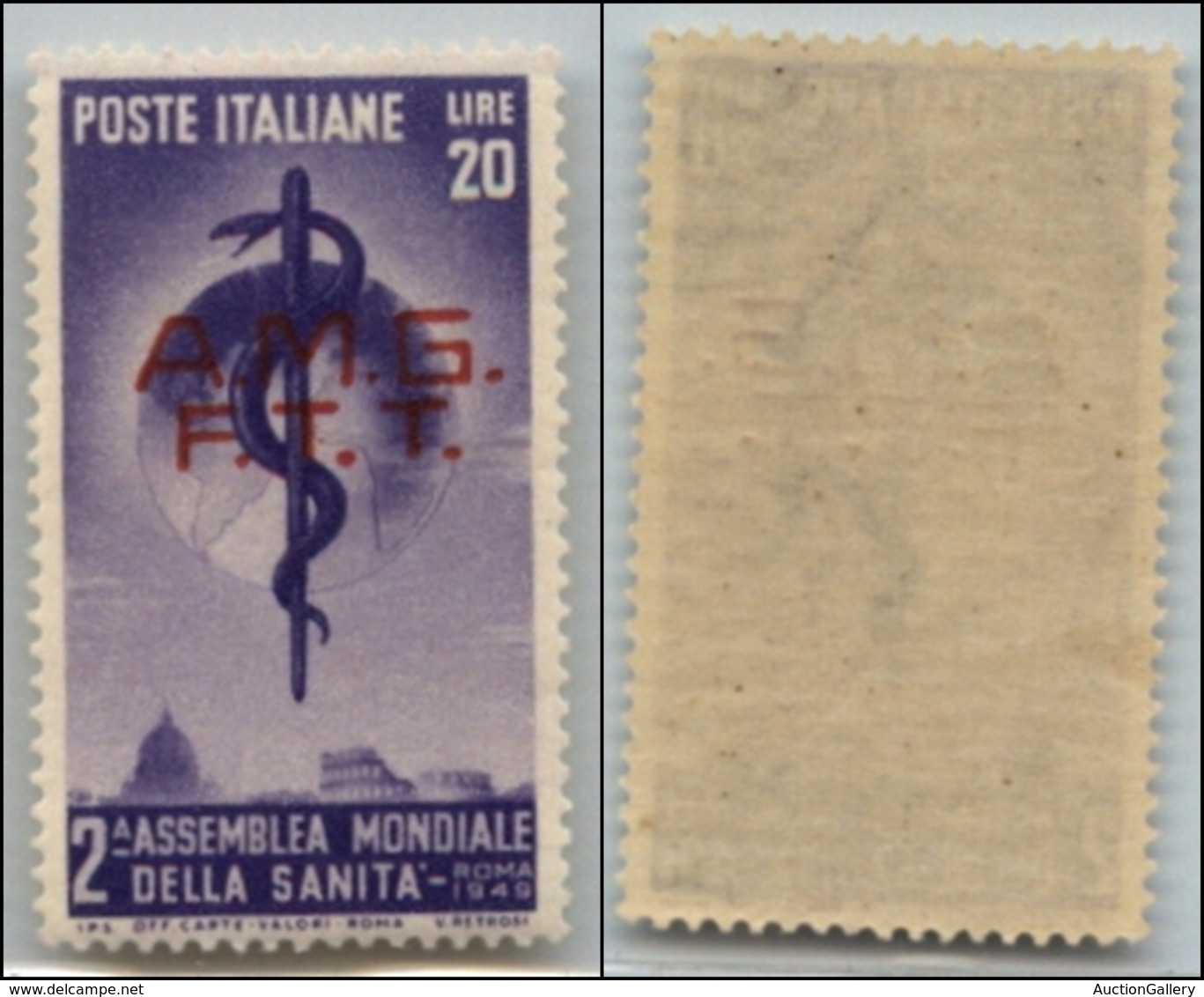 21639 TRIESTE - AMGFTT - 1949 – 20 Lire Sanità (46) – Gomma Integra (30) - Autres & Non Classés