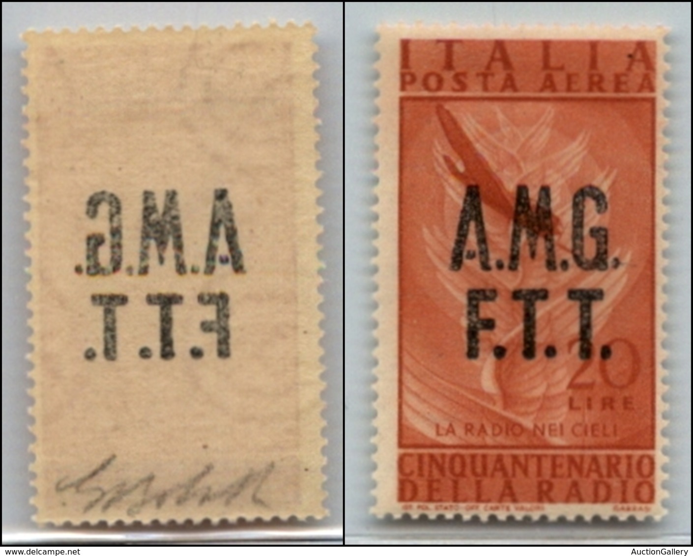21677 TRIESTE - AMGFTT - 1947 - 20 Lire Radio (9b-Aerea) Con Decalco - Gomma Integra - G.Bolaffi (65) - Autres & Non Classés