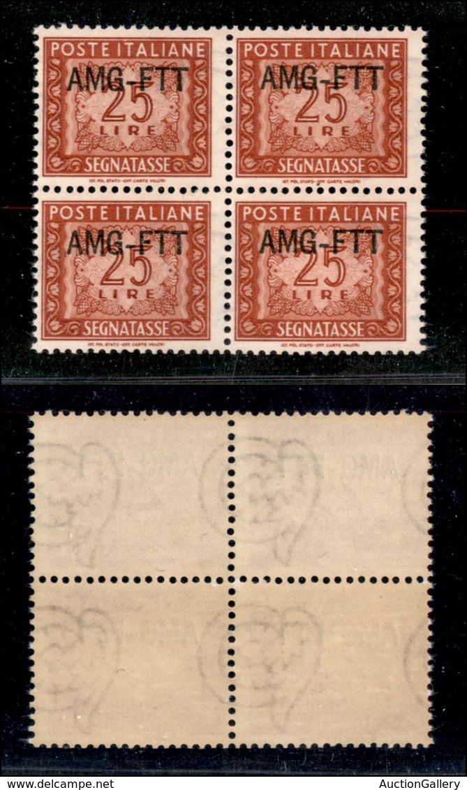 21697 TRIESTE - AMGFTT - 1954 - Segnatasse - 25 Lire (25) In Quartina - Gomma Integra (30) - Autres & Non Classés