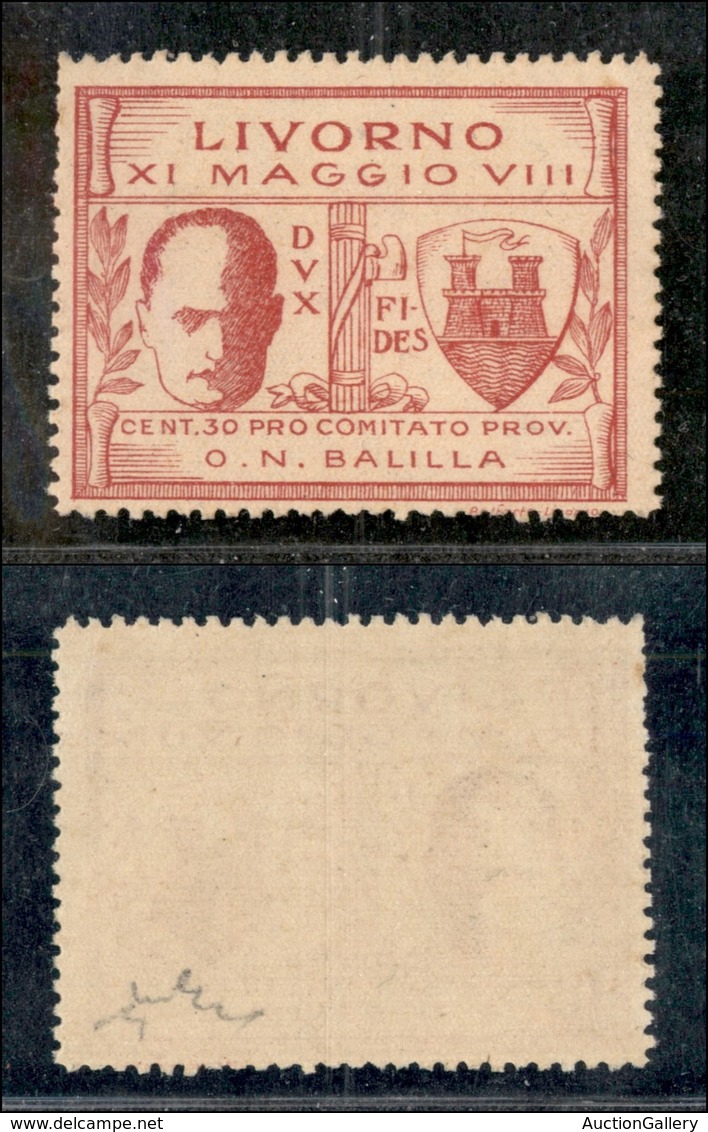 21746 ENISSIONI LOCALI - LIVORNO - 1930 – 30 Cent (1) – Gomma Integra – Chiavarello (400) - Autres & Non Classés