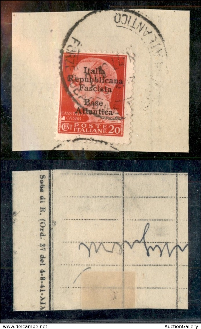 21757 ENISSIONI LOCALI - BASE ATLANTICA - 1943 – 20 Cent (8) Su Frammento (300+) - Andere & Zonder Classificatie