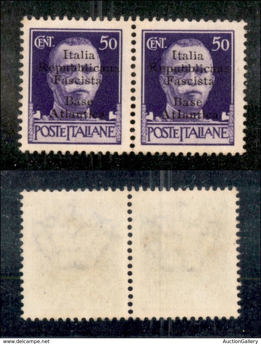 21763 ENISSIONI LOCALI - BASE ATLANTICA - 1943 – 50 Cent (11) – Coppia Orizzontale Nuova Senza Gomma – Pezzo Di Destra C - Sonstige & Ohne Zuordnung