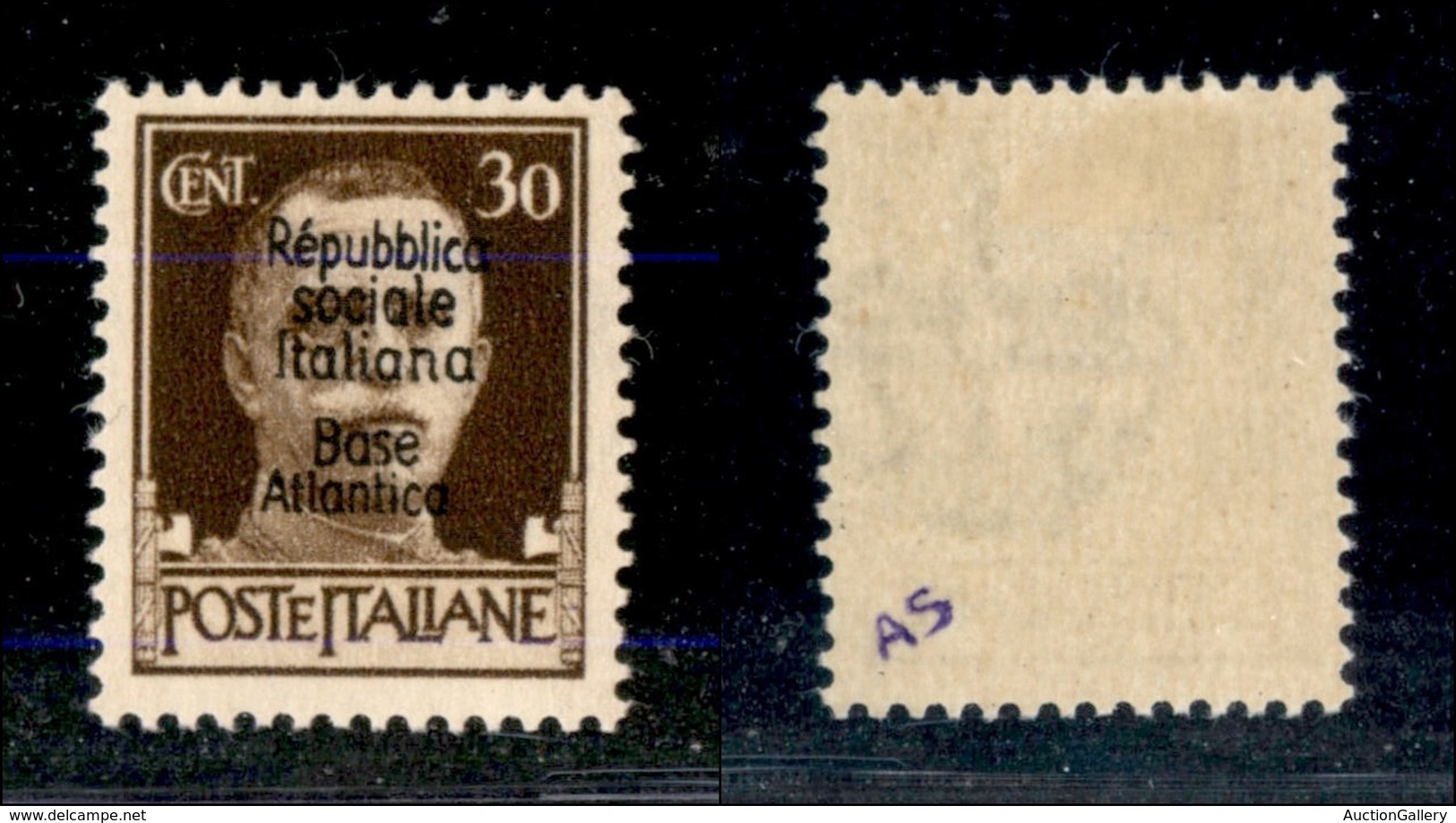 21772 ENISSIONI LOCALI - BASE ATLANTICA - 1943 – 30 Cent (28) – Gomma Originale (25) - Sonstige & Ohne Zuordnung