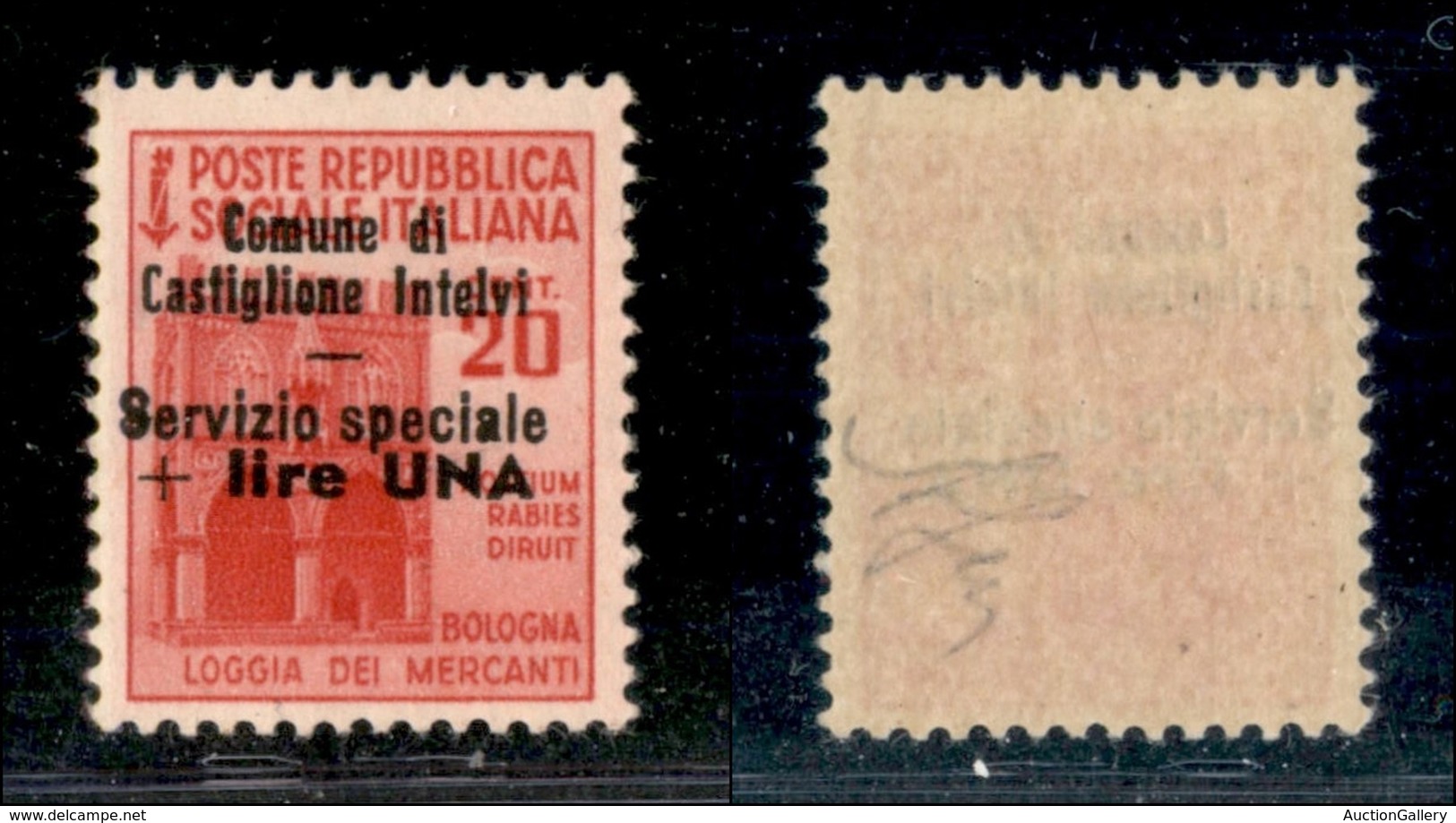 21779 ENISSIONI LOCALI - CASTIGLION D'INTELVI - 1945 – 20 Cent + 1 Lira (5 – Varietà) Con Soprastampa In Alto – Gomma In - Autres & Non Classés