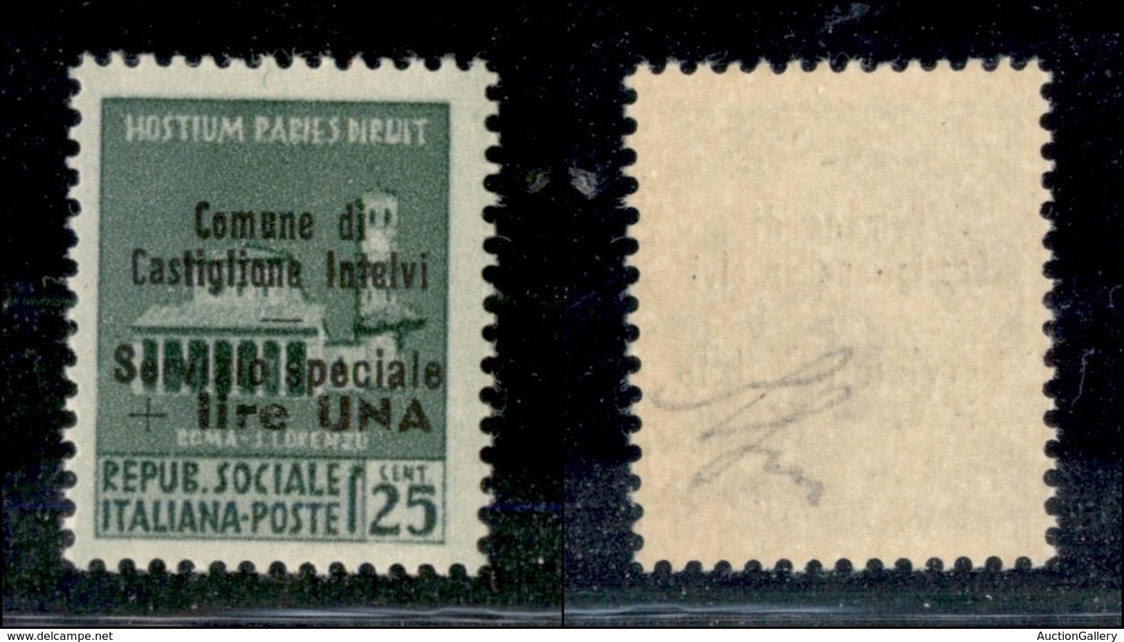 21781 ENISSIONI LOCALI - CASTIGLION D'INTELVI - 1945 – 25 Cent + 1 Lira (6) – Gomma Integra (125) - Andere & Zonder Classificatie